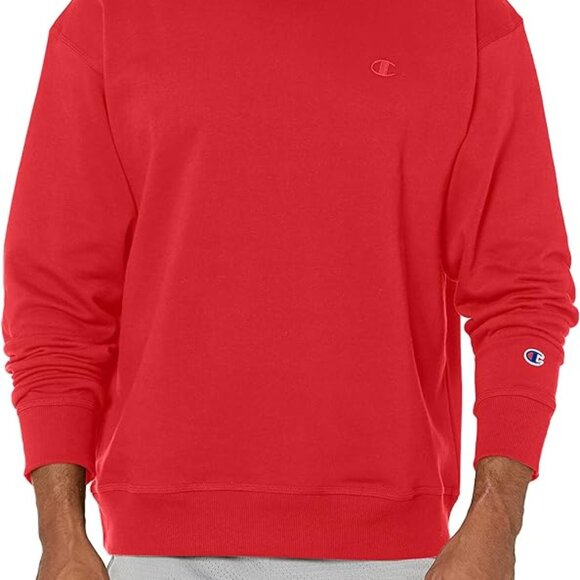 Champion Men's Crewneck Powerblend Fleece Sweatshirt, small, red - Picture 3 of 4